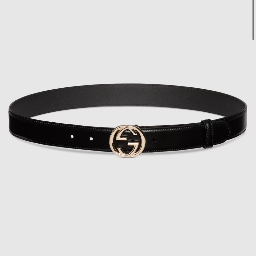 Gucci Women’s Black Belt with Interlocking G buckle